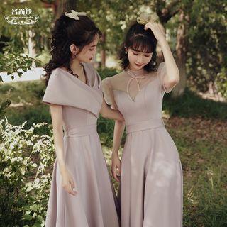 Short-sleeve Tie-waist Midi A-line Dress (various Designs)