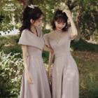 Short-sleeve Tie-waist Midi A-line Dress (various Designs)