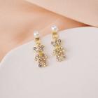 Rhinestone Bear Earring 1 Pair - E3008 - As Shown In Figure - One Size