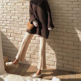 High-waist Boot-cut Cable-knit Pants