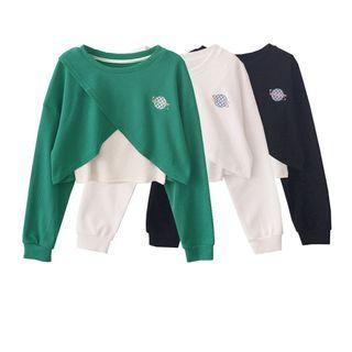 Planet Embroidered Camisole Top / Asymmetrical Cropped Sweatshirt / Set