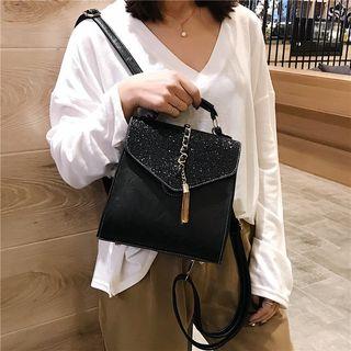 Sequin Panel Mini Flap Backpack