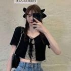Short-sleeve Lace Up Top / Camisole Top / Strappy Dress / Light Jacket