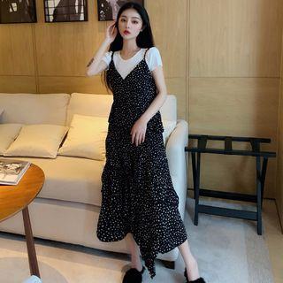 Strappy Chiffon Midi Dress / Light Jacket / Short-sleeve Top