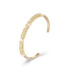 Fashion Plated Champagne Gold Open Bangle With Yellow Cubic Zircon Champagne - One Size