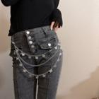 Butterfly Layered Alloy Jeans Chain Silver - One Size