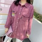 Long-sleeve Patch Corduroy Shirt