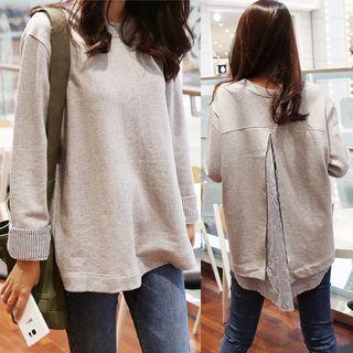 Mock Two Piece Striped Panel Long-sleeve T-shirt