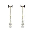 Rhinestone & Bow Dangle Earring As Shown In Figure - One Size
