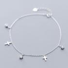 925 Sterling Silver Rhinestone Cross Anklet Silver - One Size