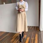 Button-detail Suspender Dress With Belt