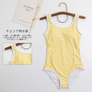 Sleeveless Gingham Swimsuit