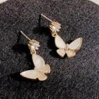 Butterfly Shell Alloy Dangle Earring 1 Pair - Butterfly Stud Earrings - Gold - One Size