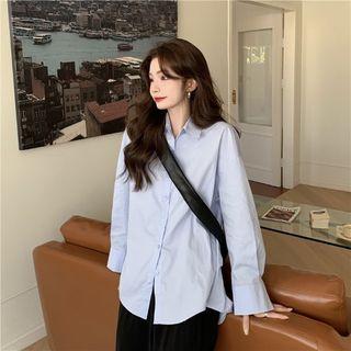 Plain Shirt Shirt - Blue - One Size