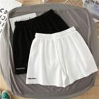 Letter Embroidered Drawstring-waist Wide-leg Sweatshorts