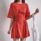 Square-neck Tie-waist Gingham Dress