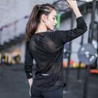 Long-sleeve Mesh Panel Sport T-shirt