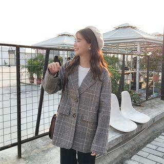 Plaid Breasted Blazer As Shown In Figure - One Size