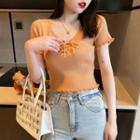 Ruffled-trim Drawstring Crop Top In 5 Colors