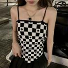 Checkerboard Camisole Top Black & White - One Size