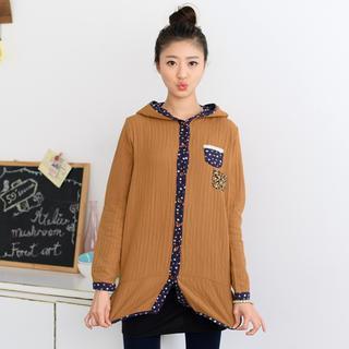 Floral Trim Hooded Long Shirt