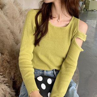 Off-shoulder Long-sleeve Knitted Top