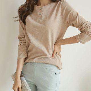 Plain Round-neck Henley