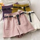 High-waist Wide Shorts With Belt In 7 Colors