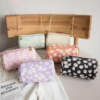 Chain Floral Barrel Crossbody Bag