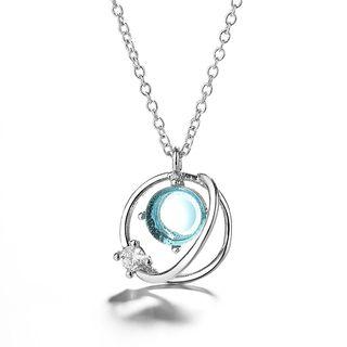 Rhinestone Faux Crystal Planet Pendant Necklace E317 - As Shown In Figure - One Size