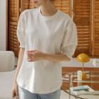 Smocked Puff-sleeve T-shirt