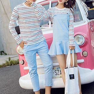 Couple Matching Set: Long-sleeve T-shirt + Pants / Strappy Dress
