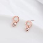 Heart Drop Earring 1 Pair - Rose Gold - One Size
