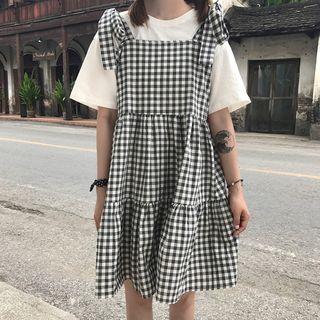 Check A-line Jumper Dress