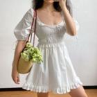 Ruffle Trim Short-sleeve A-line Mini Dress