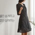 Puff-shoulder Dotted Chiffon Shirtdress