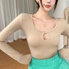 Long-sleeve Cutout Slim-fit Top