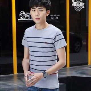 Round Neck Short-sleeve Striped T-shirt