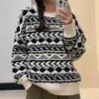Geometric Pattern Sweater Black - One Size