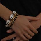 Set Of 3: Beaded Bracelet 0660 - Gold - One Size