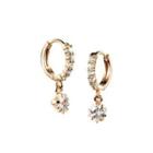 Simple Fashion Plated Gold Star Cubic Zirconia Earrings Golden - One Size