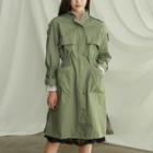 Slit-side Flap Safari Jacket Khaki - One Size