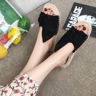 Bow Straw Slide Sandals