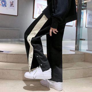 High-waist Side Breasted Wide-leg Pants