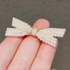 Bow Faux Pearl Hair Clip Ly569 - White & Gold - One Size