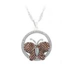 925 Sterling Silver Butterfly Pendant With Brown And White Cubic Zircon And Necklace