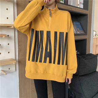 Long-sleeve Lettering Zipped Sweatshirt