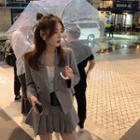 Set: Double-breasted Blazer + High-waist Mini A-line Skirt
