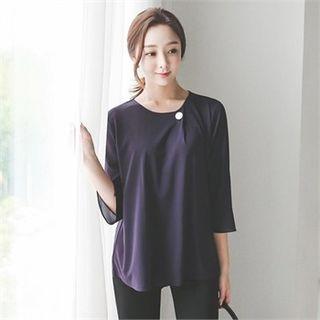 3/4-sleeve Button-trim Top