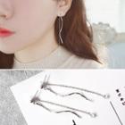 925 Sterling Silver Rhinestone Swirl Fringed Earring 1 Pair - Silver Needle - Silver - One Size